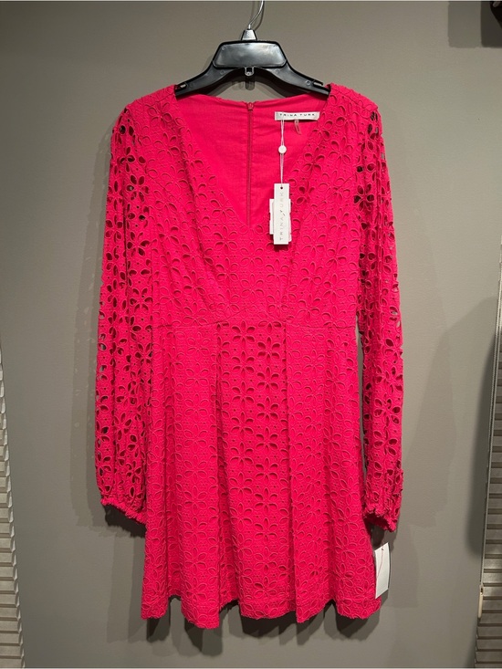 Trina Turk Dresses & Skirts - Trina Turk Hot Pink Long-Sleeve Lace Mini Dress
